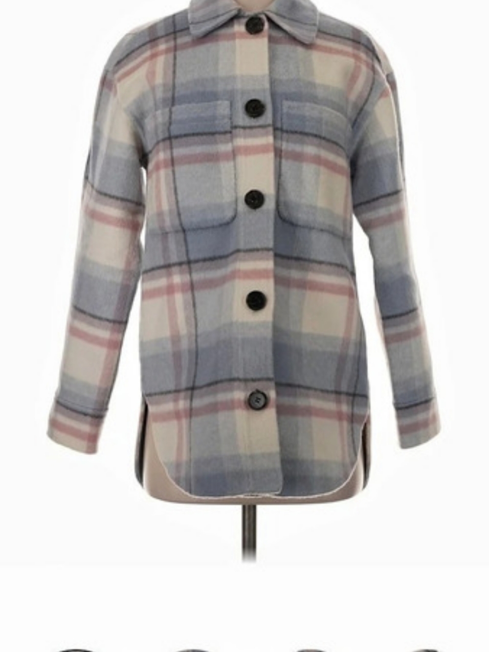 Rails Plaid Button-Front Jacket in Gray & Red Like New